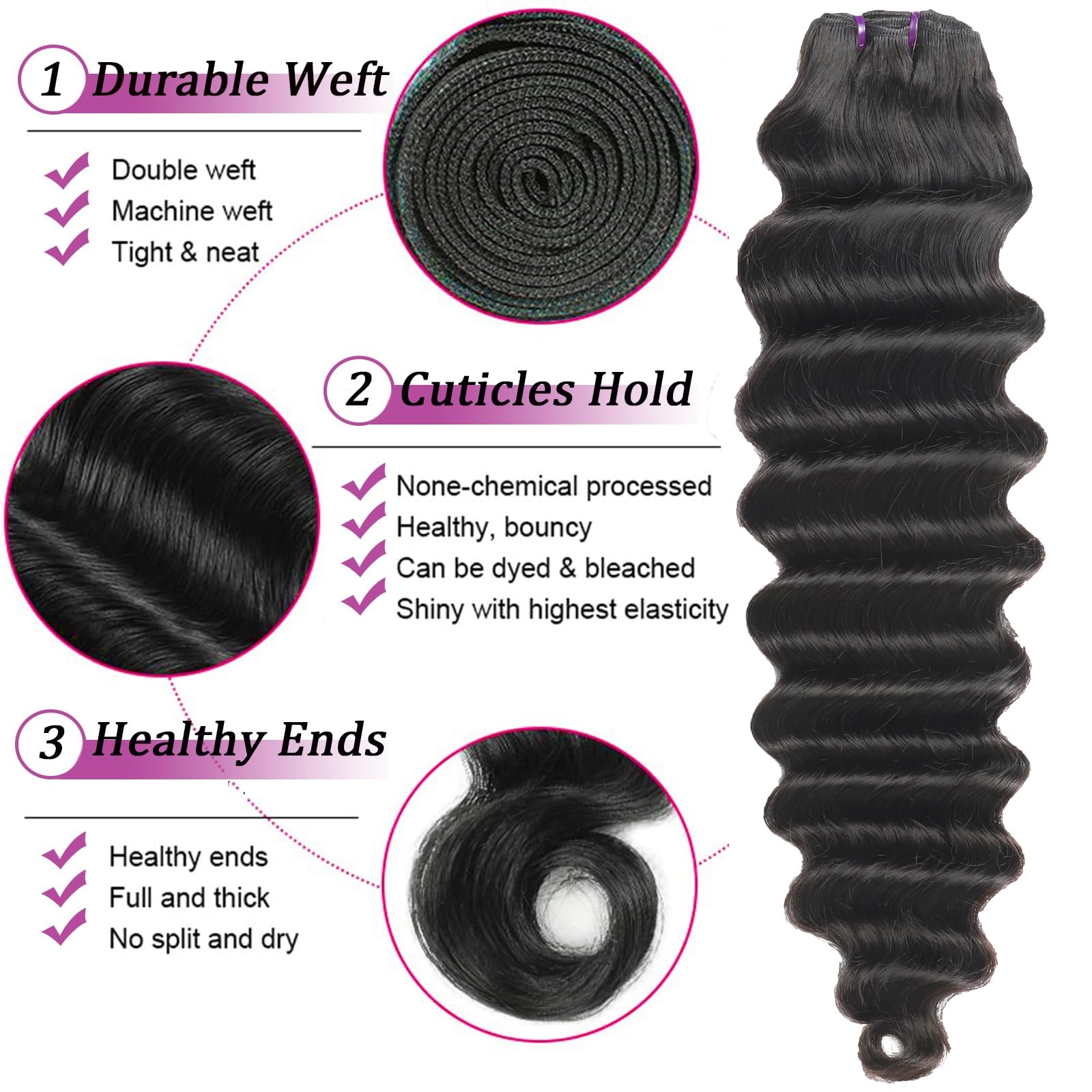 Gevşek Derin Dalgalı Saç Demet - Deep Wave 3 Bundles With Closure incelemesi ve fiyatı